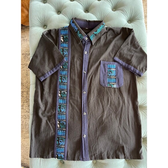 Mens GUAYABERA Mexican Wedding Shirt & Day of The Dead Skulls Button Down Bundle - Picture 7 of 10